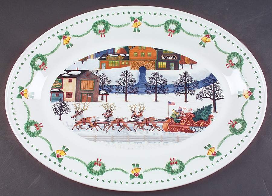 Americana Christmas 18" Oval Turkey Serving Platter by Nikko-1