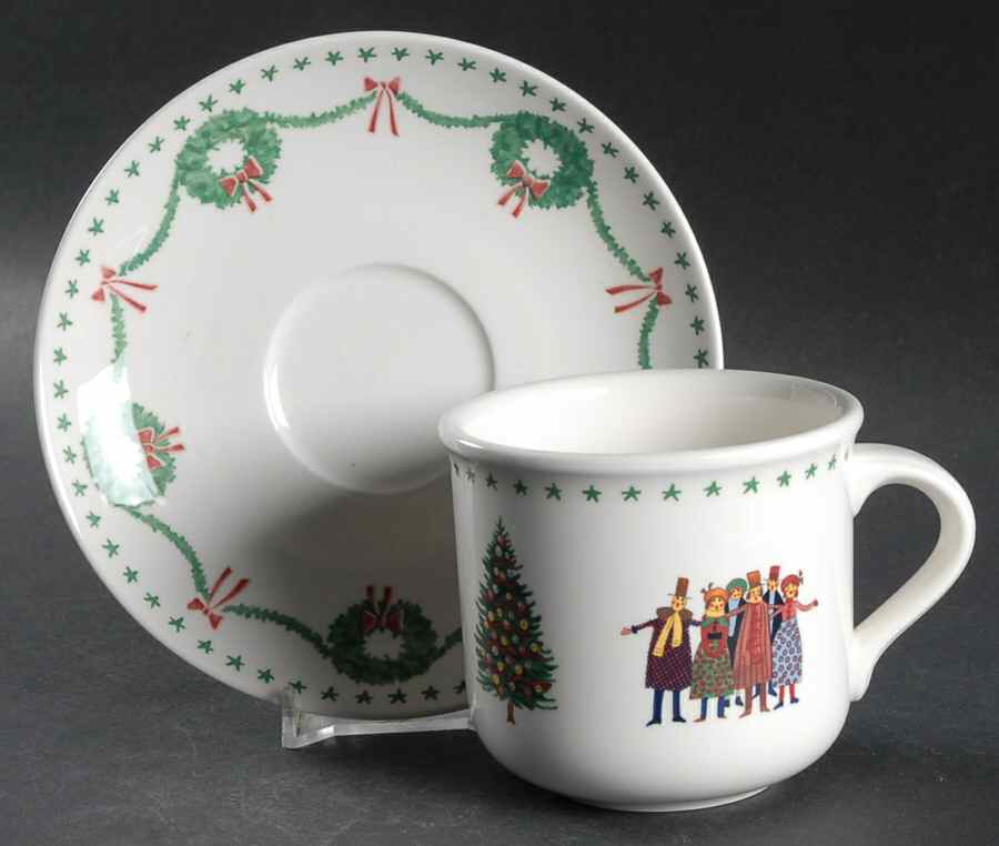 Americana Christmas Flat Cup & Saucer Set by Nikko-1