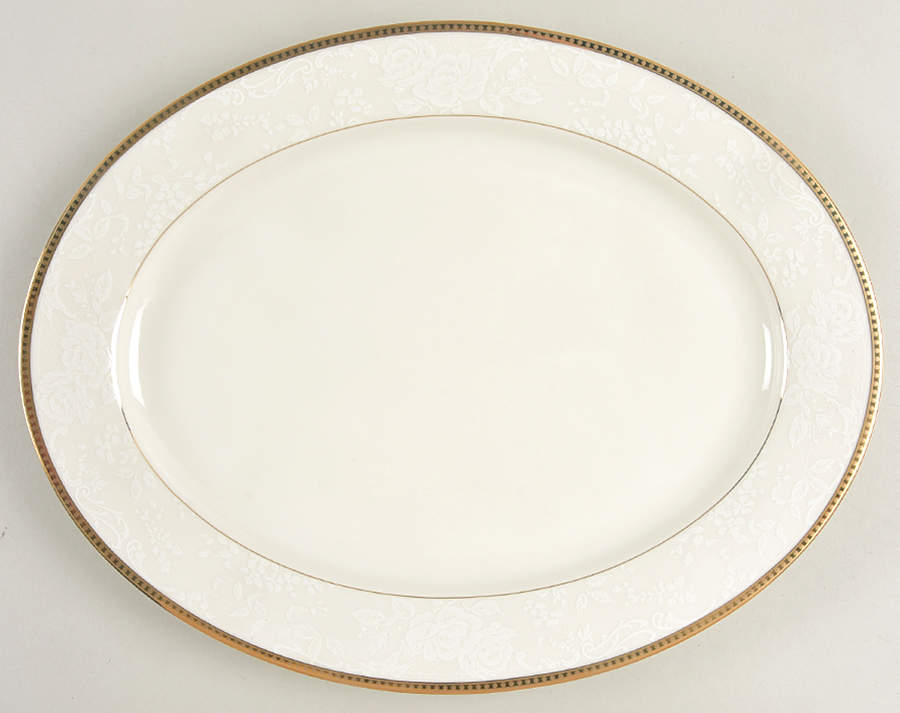 Vintage Lace Gold 14" Oval Serving Platter by Nikko-1