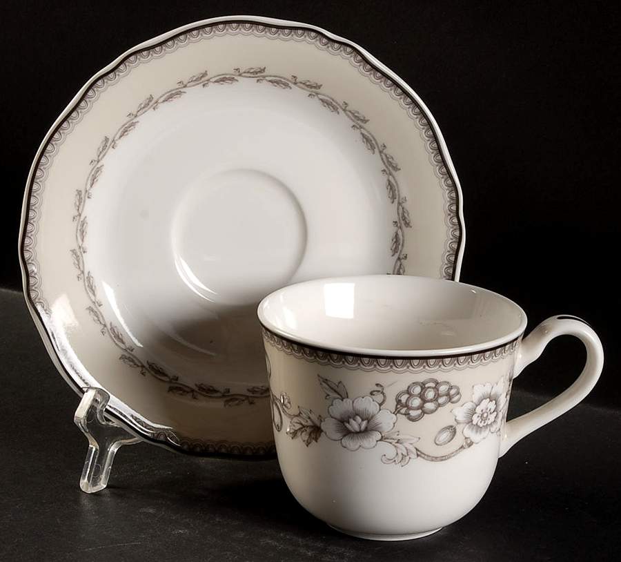 French Cottage Flat Cup & Saucer Set by Noritake-1