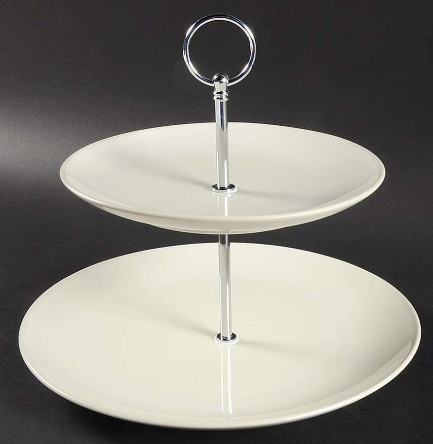 Colorwave Cream 2 Tiered Serving Tray (Dinner & Salad Plate) by Noritake-1