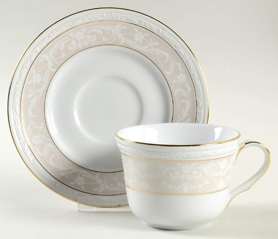 Glenrose Gold Flat Cup & Saucer Set by Noritake-1