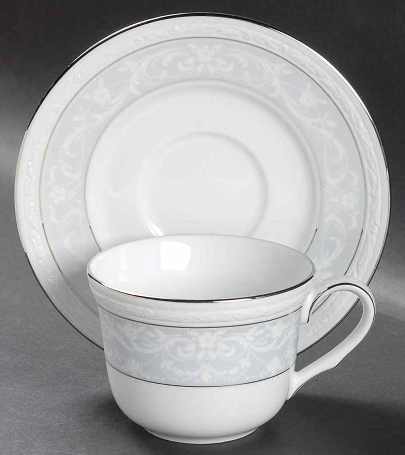 Glenrose Platinum Flat Cup & Saucer Set by Noritake-1