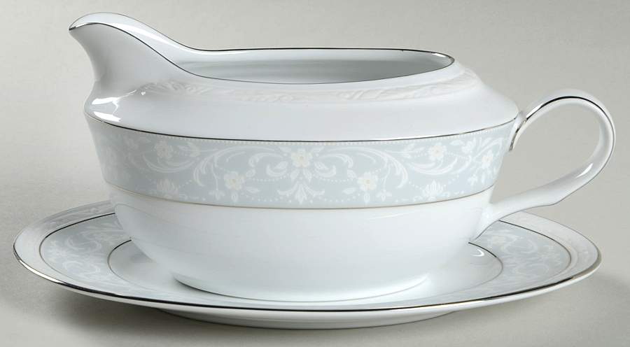 Glenrose Platinum Gravy Boat & Underplate (Relish/Butter) by Noritake-1