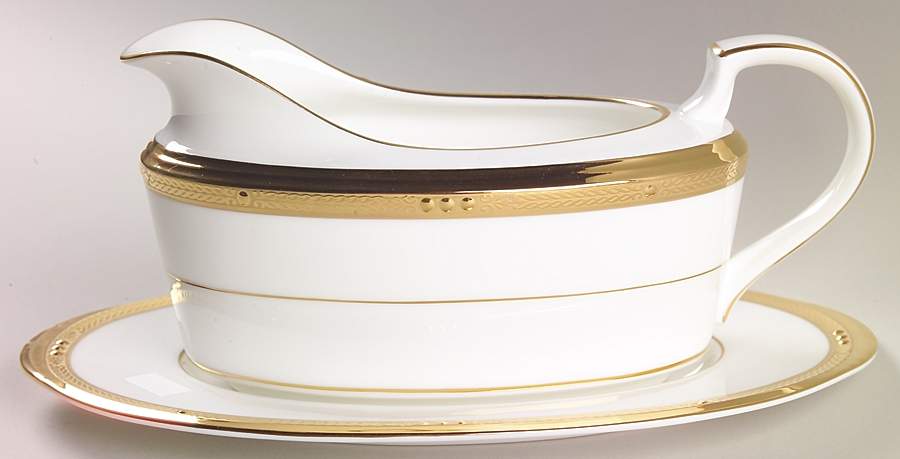 Chatelaine Gold Gravy Boat & Underplate (Relish/Butter) by Noritake-1