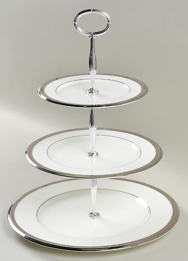 Chatelaine Platinum 13 7/8"-14 1/4" 3-Tiered Serving Tray(DP,SP,BB) HC by Noritake-1