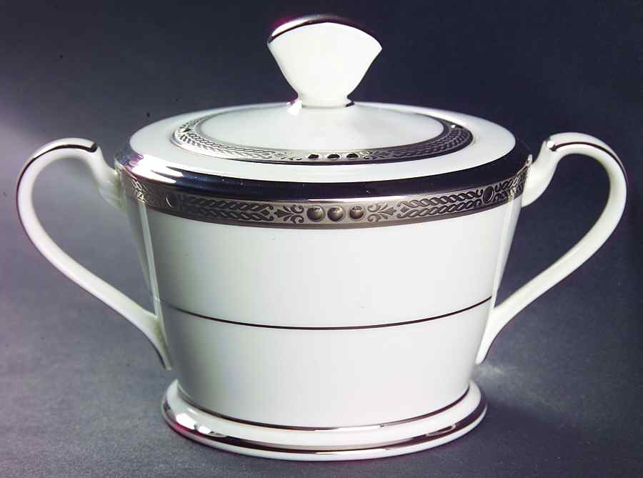 Chatelaine Platinum Sugar Bowl & Lid by Noritake-1