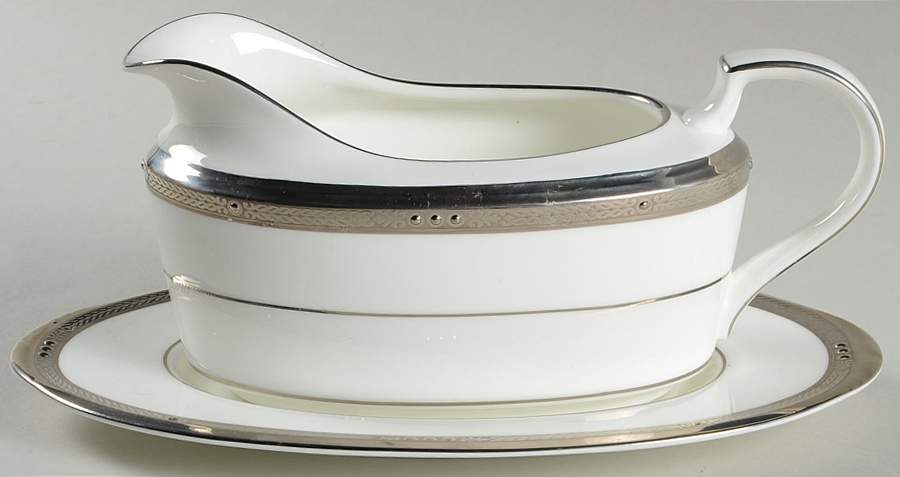 Chatelaine Platinum Gravy Boat & Underplate (Relish/Butter) by Noritake-1