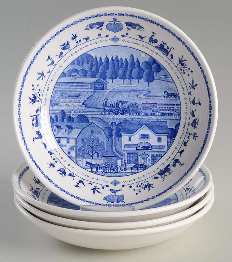An America For All Seasons 8" Soup/Pasta Bowls - Set of 4 by Nikko-1