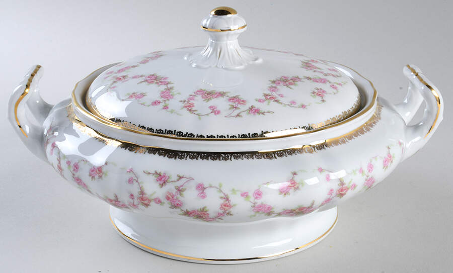 Bridal Rose Round Covered Vegetable by NC West Germany-1
