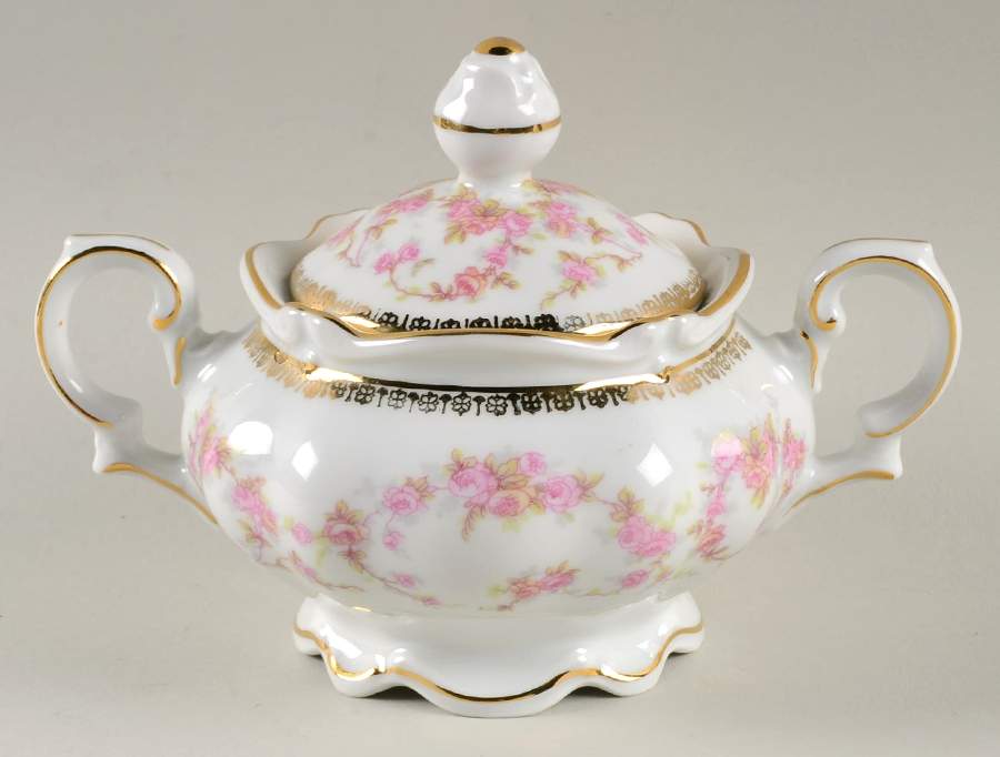 Bridal Rose Sugar Bowl & Lid by NC West Germany-1