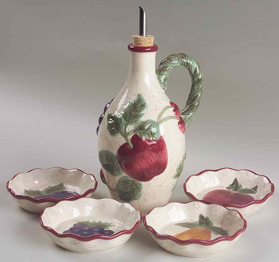 Napa Valley Oil Jar Drizzler with 4 Motif Dipping Dish by Noble Excellence-1