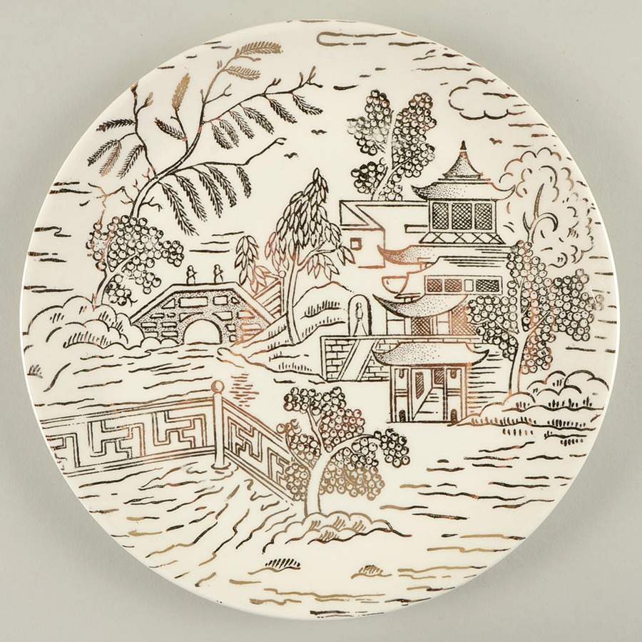Golden Willow Coupe Dinner Plate by Nasco China (USA)-1