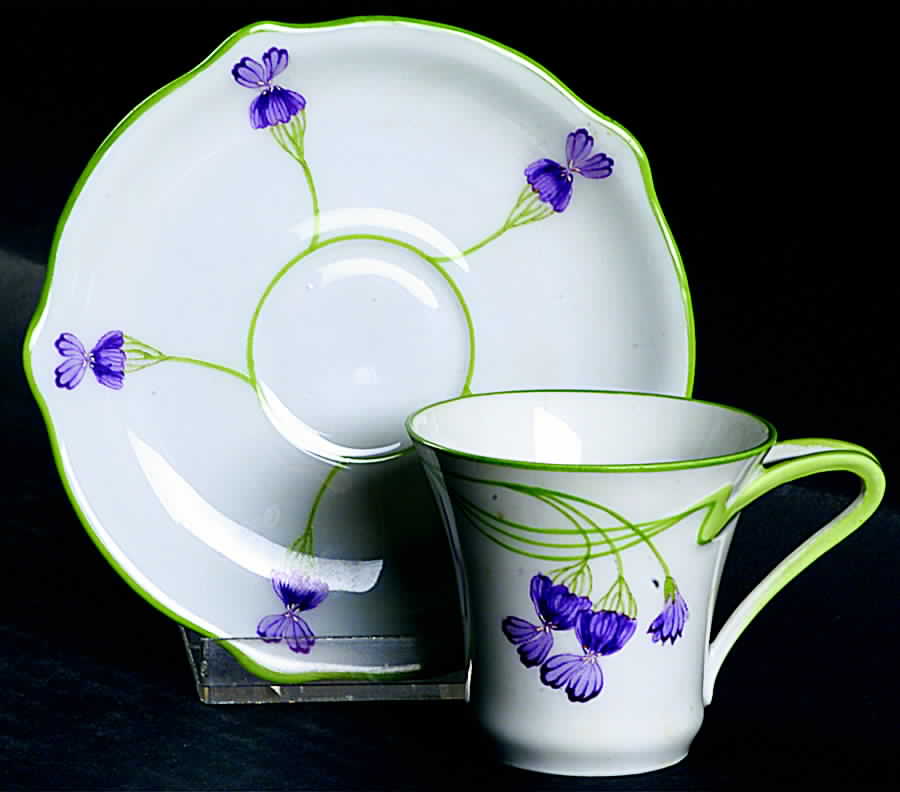 1345 Flat Demitasse Cup & Saucer Set by Nymphenburg-1