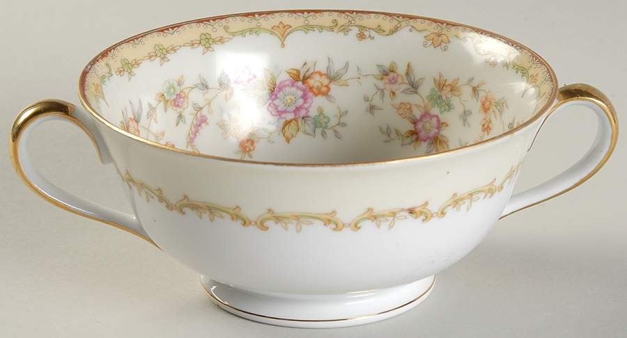 Columbine (No #) Footed Cream Soup Bowl by Noritake-1