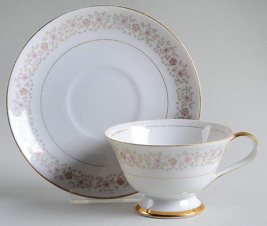 Coronet (Floral) Footed Cup & Saucer Set by Nikko-1