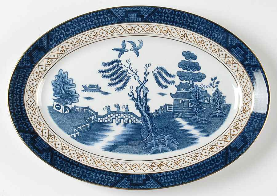 Blue Willow 12" Oval Serving Platter by Nikko-1