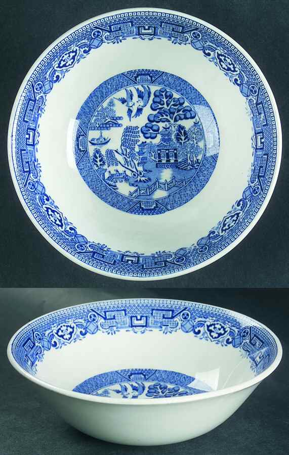 Willow Blue (No Gold Trim) Coupe Cereal Bowl by North Stafforsdhire-1