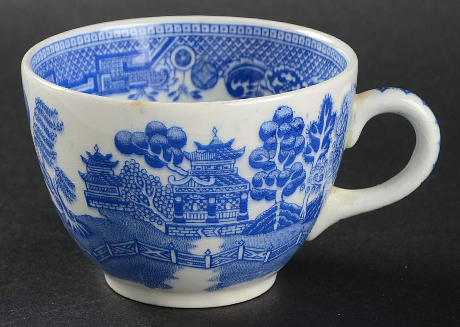 Willow Blue (No Gold Trim) Flat Cup by North Stafforsdhire-1