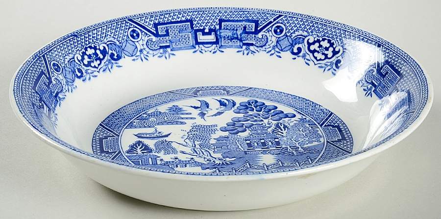 Willow Blue (No Gold Trim) Coupe Soup Bowl by North Stafforsdhire-1