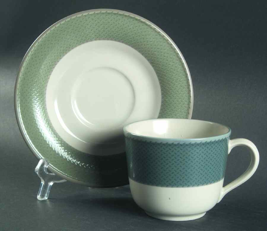 Safari Green Flat Cup & Saucer Set by Noritake-1