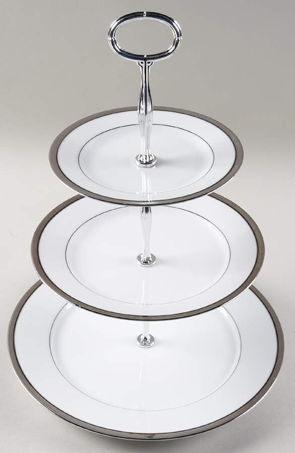 Renwick Platinum 13 7/8"-14 1/4" 3-Tiered Serving Tray(DP,SP,BB) HC by Noritake-1