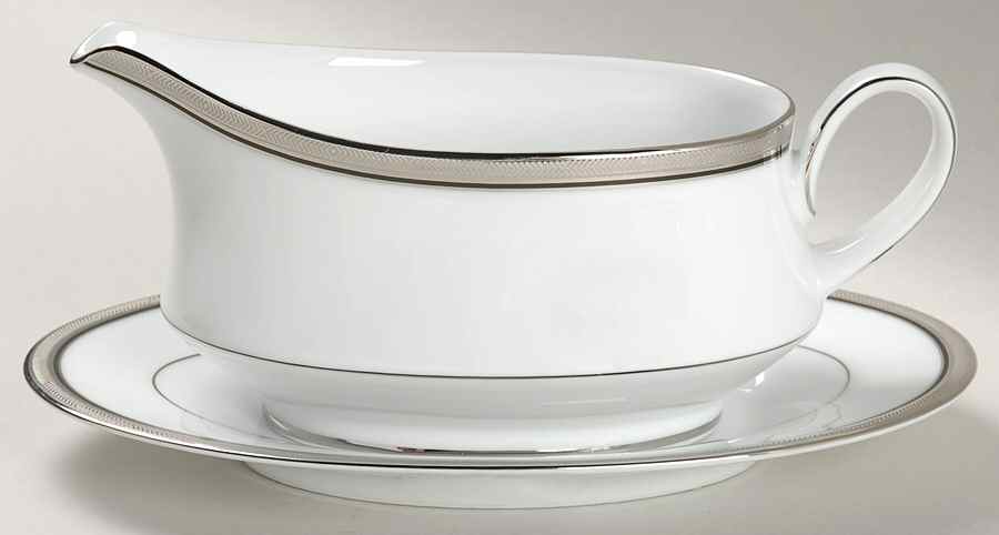 Renwick Platinum Gravy Boat & Underplate by Noritake-1