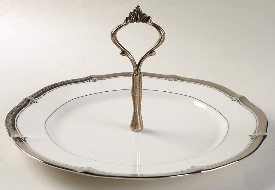 Stratford Platinum Round Serving Plate with Handle (DP) by Noritake-1