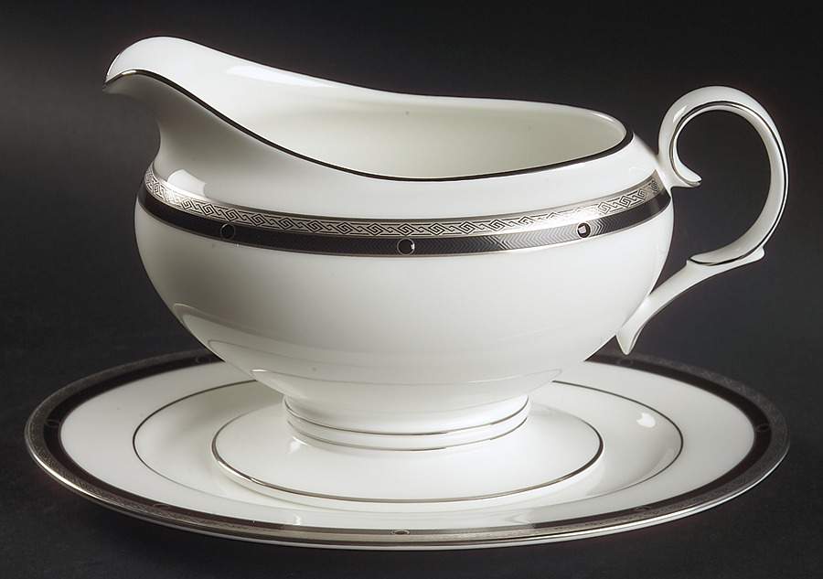 Patrina Platinum Gravy Boat & Underplate (Relish/Butter) by Noritake-1