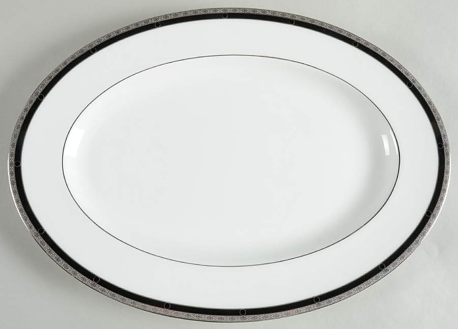 Patrina Platinum 14" Oval Serving Platter by Noritake-1