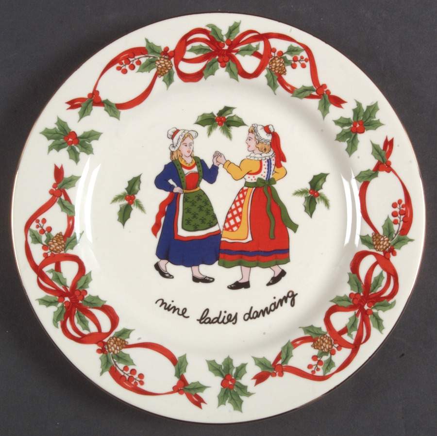 12 Days of Christmas (Red Ribbons, Gold Trim) Salad Plate by Noble Excellence-1