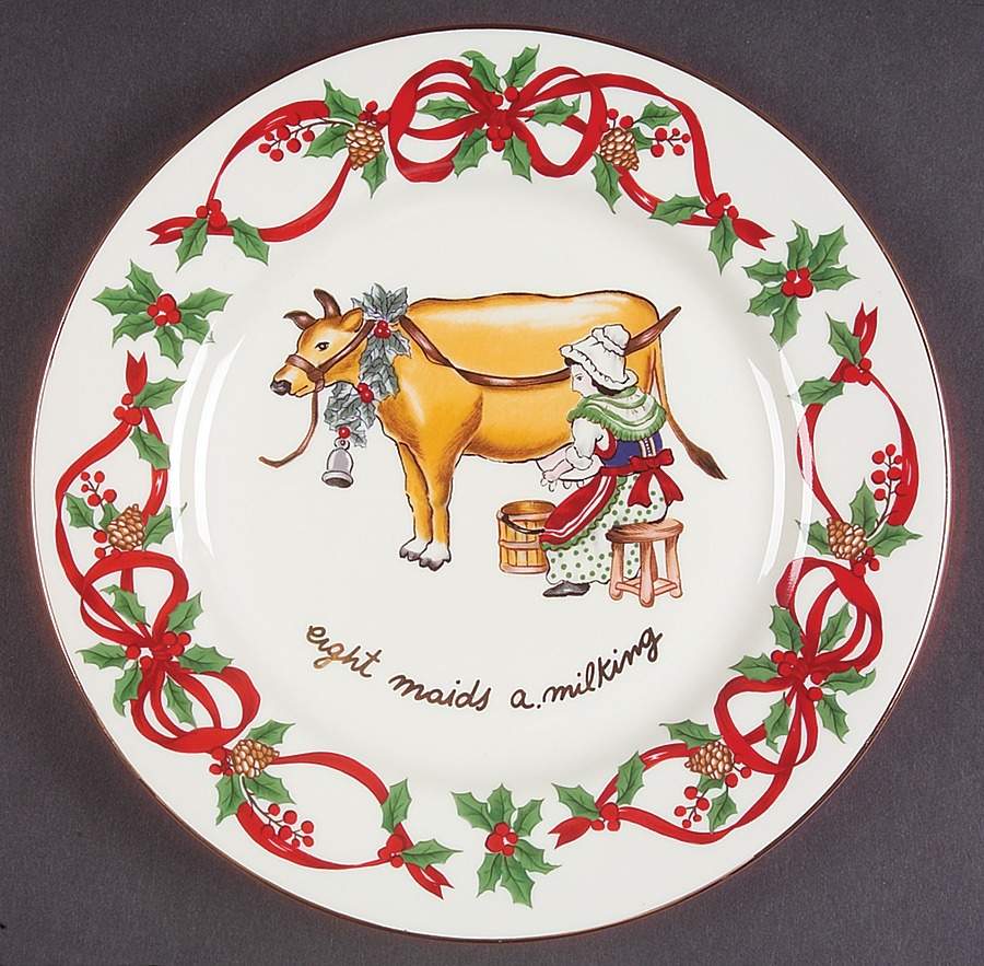 12 Days of Christmas (Red Ribbons, Gold Trim) Salad Plate by Noble Excellence-1