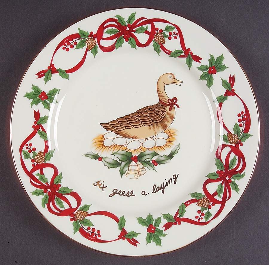 12 Days of Christmas (Red Ribbons, Gold Trim) Salad Plate by Noble Excellence-1
