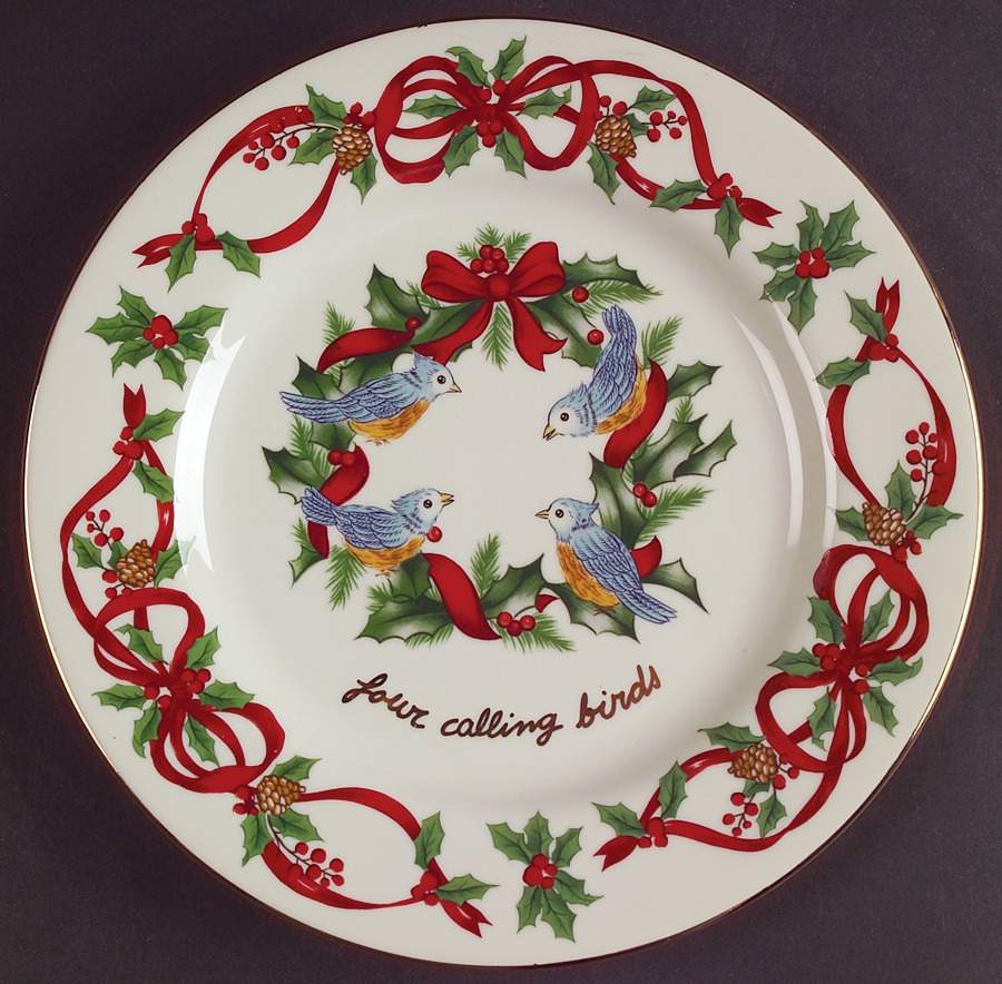 12 Days of Christmas (Red Ribbons, Gold Trim) Salad Plate by Noble Excellence-1