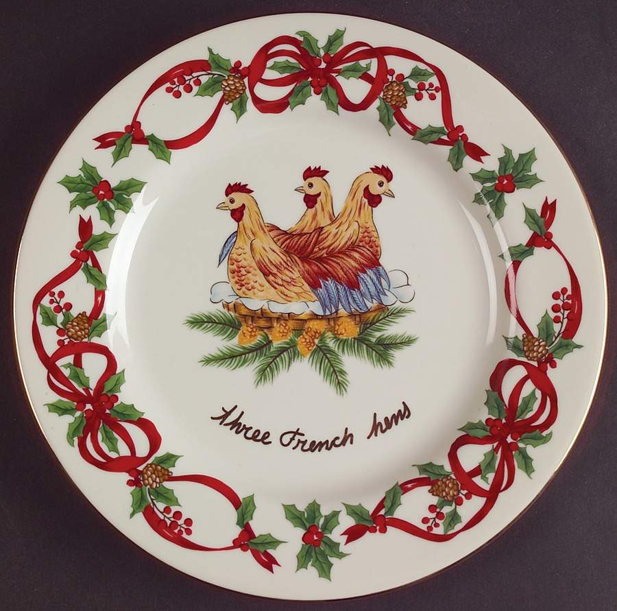 12 Days of Christmas (Red Ribbons, Gold Trim) Salad Plate by Noble Excellence-1
