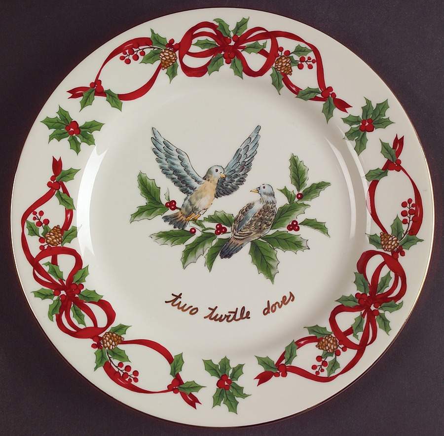 12 Days of Christmas (Red Ribbons, Gold Trim) Salad Plate by Noble Excellence-1
