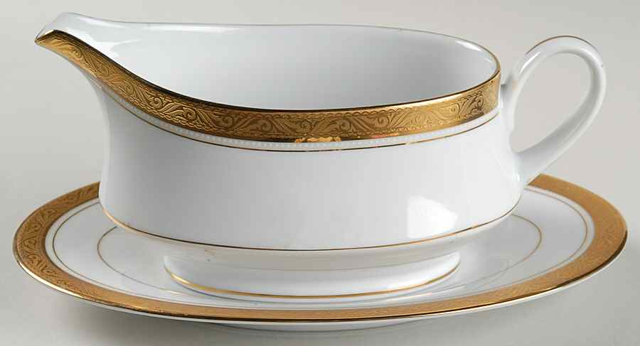 Majestic Gold Gravy Boat & Underplate (Relish/Butter) by Noritake-1
