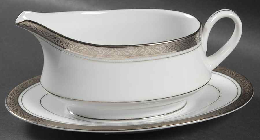 Majestic Platinum Gravy Boat & Underplate by Noritake-1