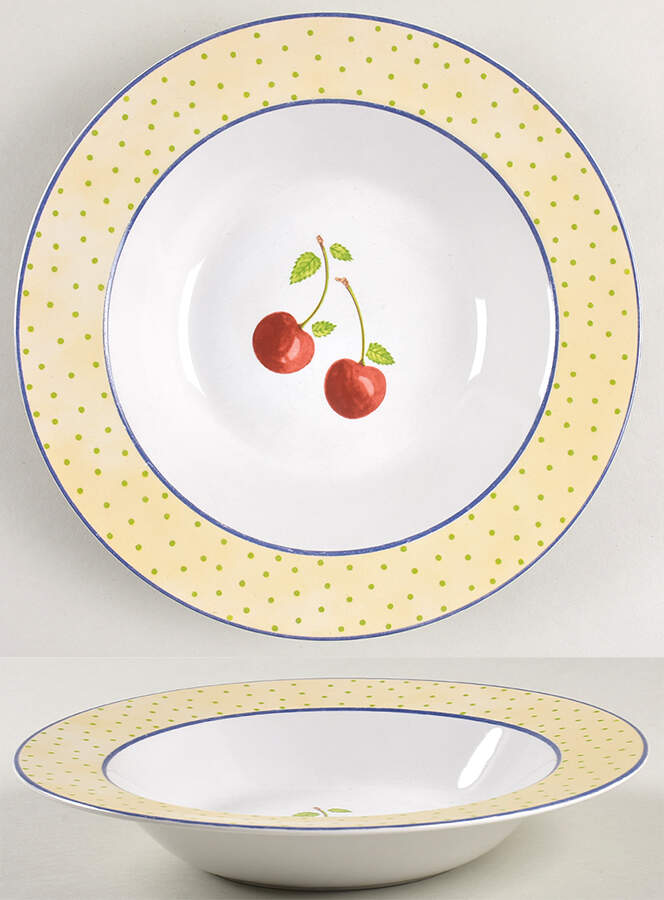 Cherries Jubilee Large Rim Soup Bowl by Noble Excellence-1