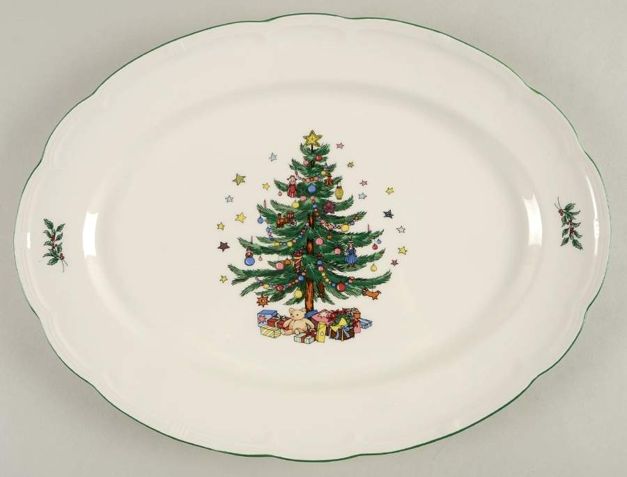 Holiday Greetings 14" Oval Serving Platter by Nikko-1