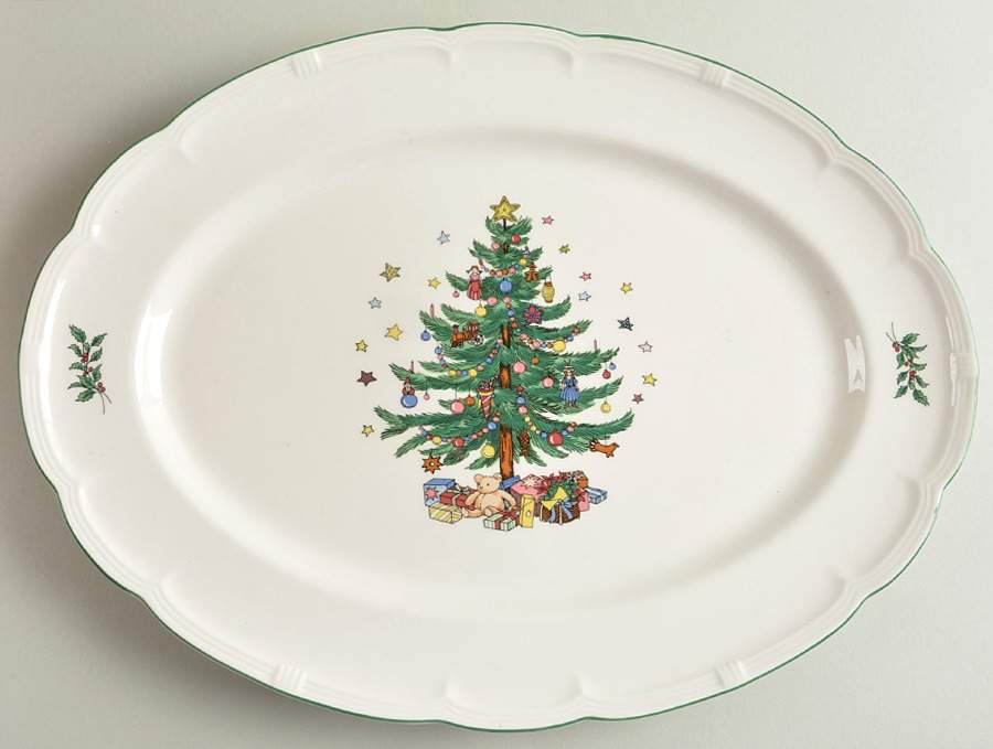 Holiday Greetings 14" Oval Serving Platter by Nikko-1