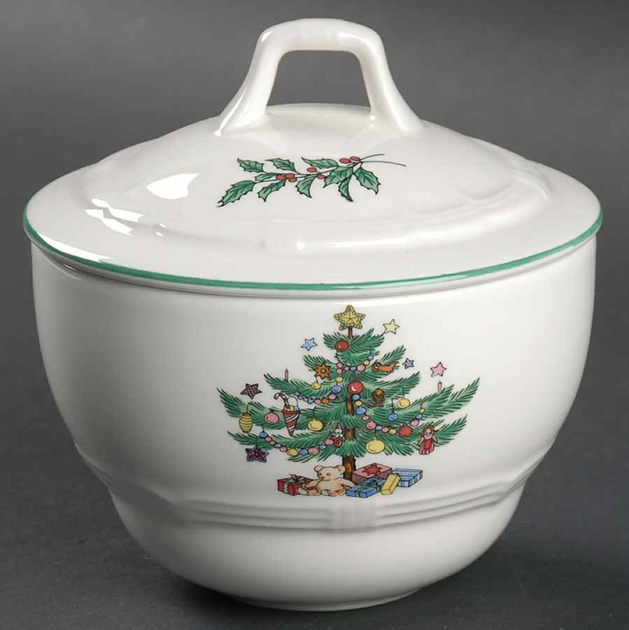Holiday Greetings Sugar Bowl & Lid by Nikko-1