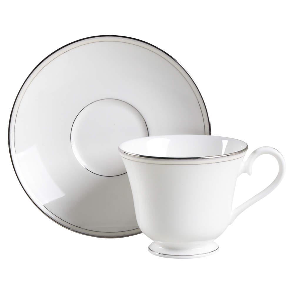 Platinum Pearl Footed Cup & Saucer Set by Nikko-1