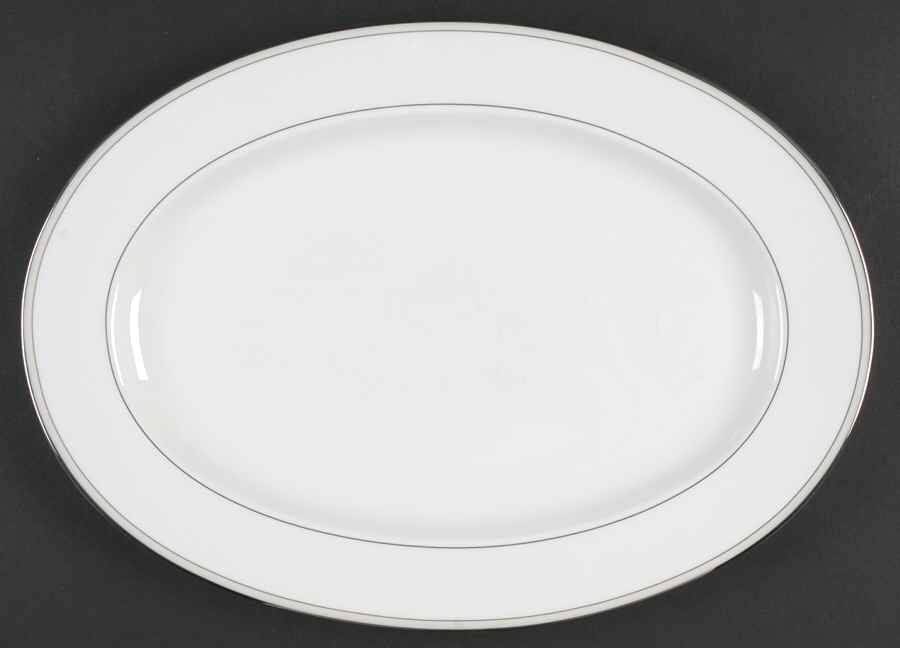 Platinum Pearl 14" Oval Serving Platter by Nikko-1