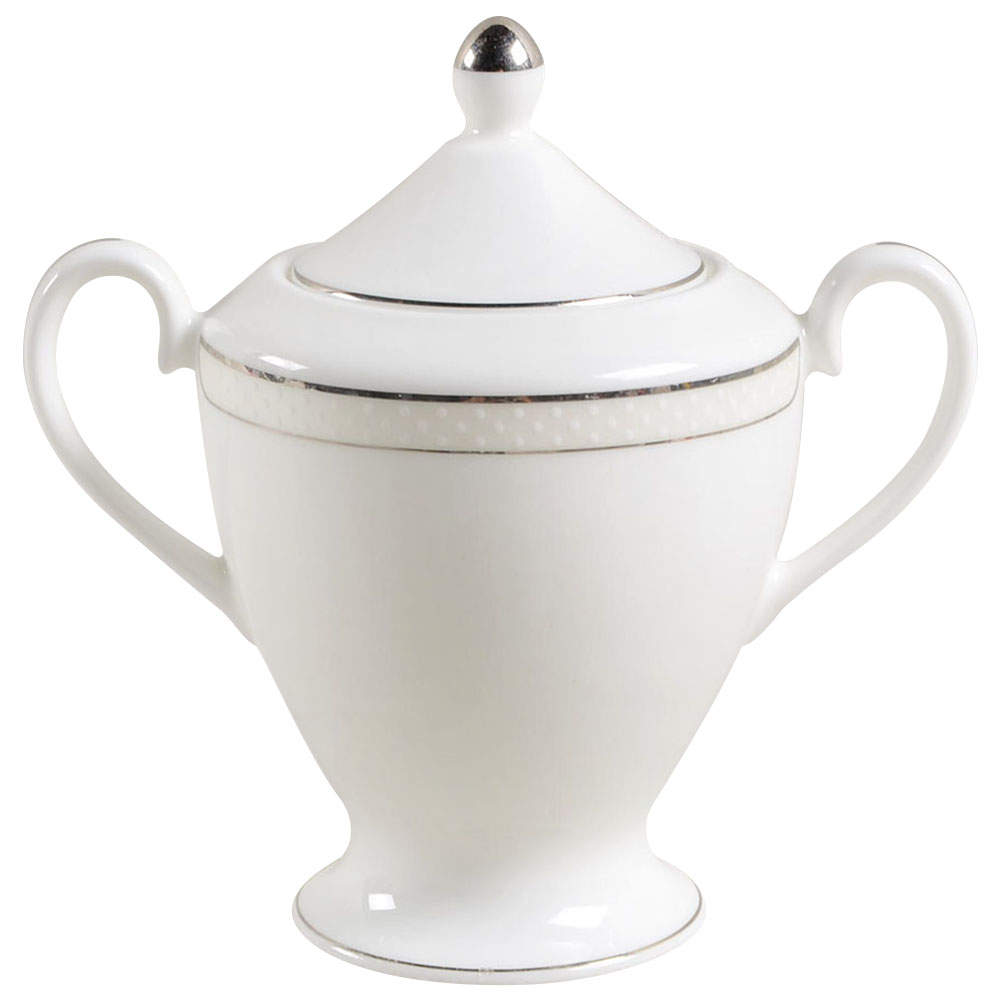 Platinum Beaded Pearl Sugar Bowl & Lid by Nikko-1