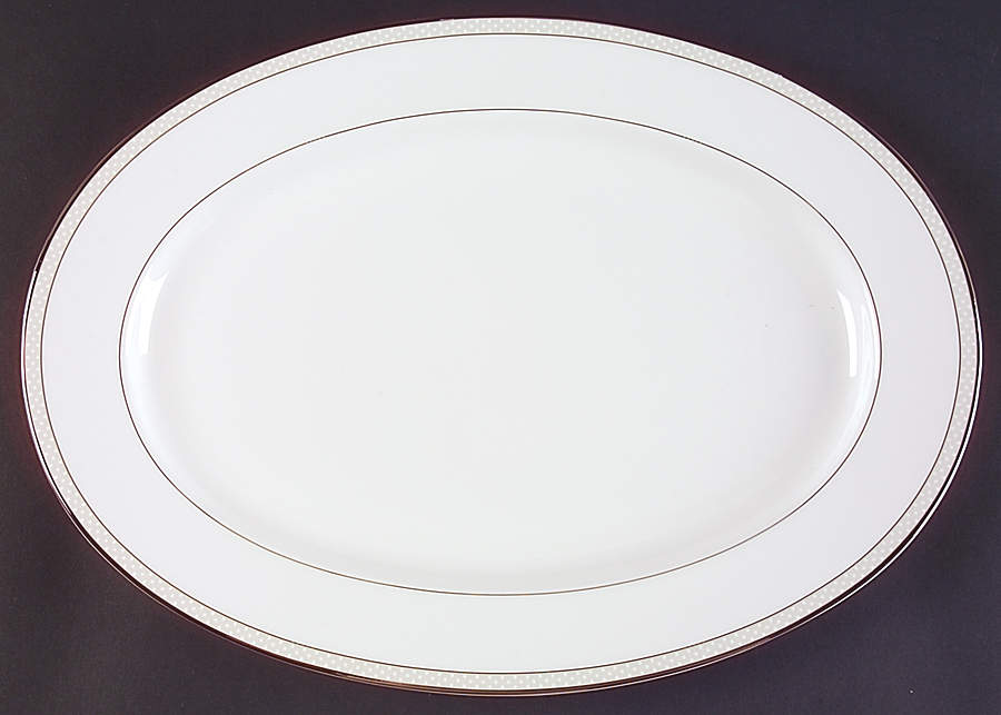 Platinum Beaded Pearl 14" Oval Serving Platter by Nikko-1