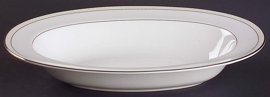 Platinum Beaded Pearl 11" Oval Vegetable Bowl by Nikko-1