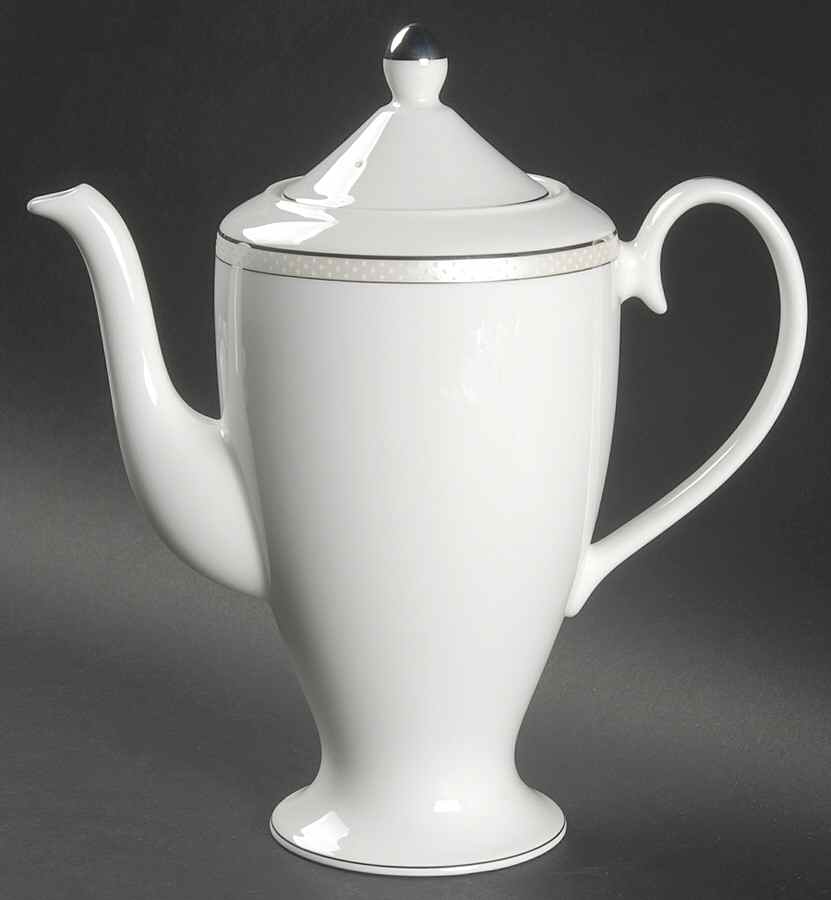Platinum Beaded Pearl Tea/Coffee Pot & Lid by Nikko-1