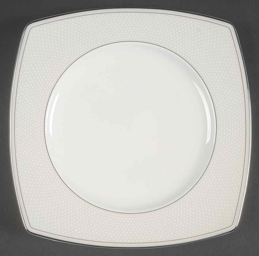 Platinum Beaded Pearl Square Accent Luncheon Plate by Nikko-1