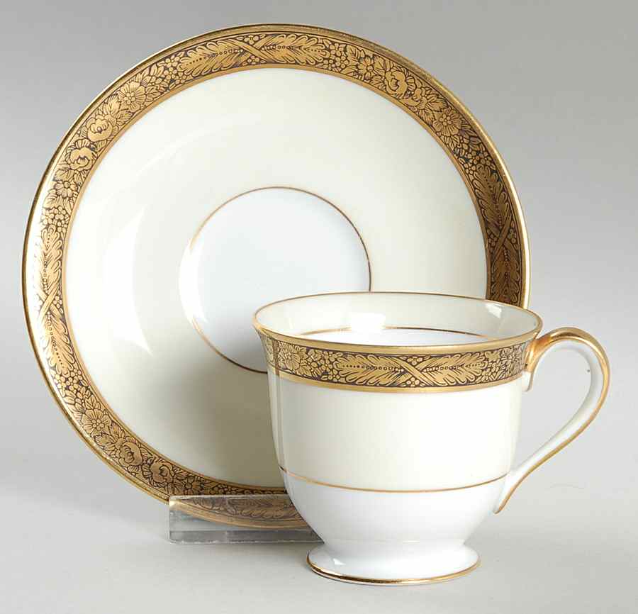 Goldkin (No #) Footed Demitasse Cup & Saucer Set by Noritake-1
